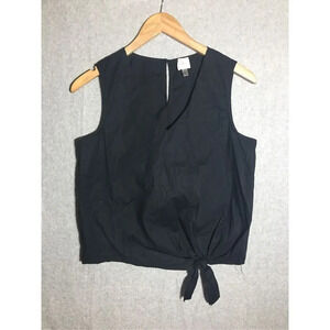 Womens Cupio Tank Top Tie Detail Hem V Neck Black Cute Flattering Work Career